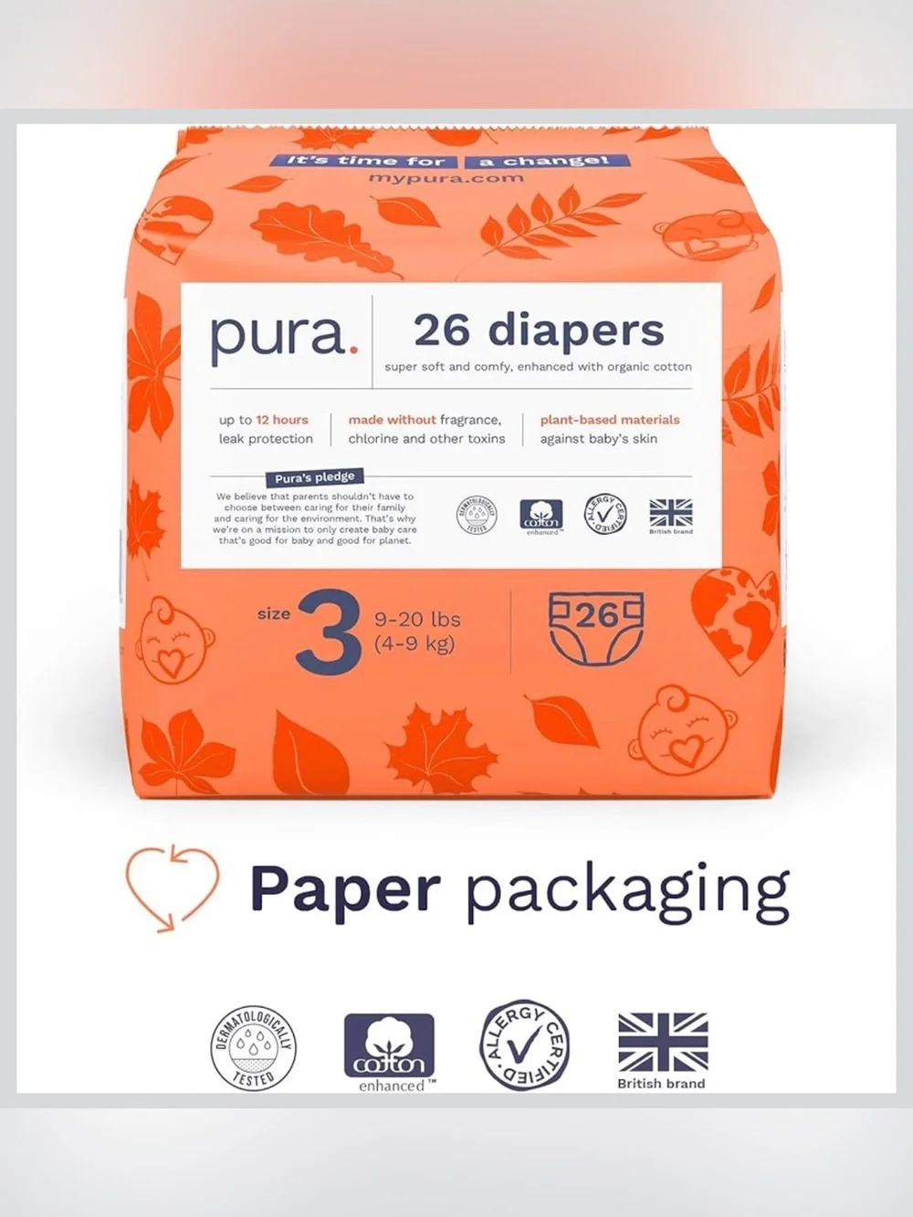 Pura Hypoallergenic Diapers, Size 3 (NEW)
